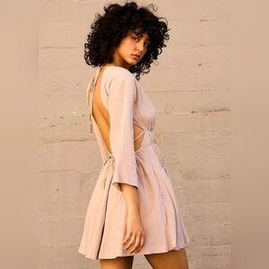 Free People Prettiest Pleats Mini Dress Mauve XL